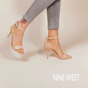 Nine West Nude Open Toe Mana Sandals Heels